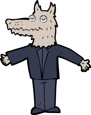 Bir insan tarafından çizilmiş bir kurt çizgi filmi.