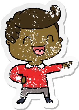 Bir insan tarafından çizilmiş mutlu bir adamın karikatür çıkartması.