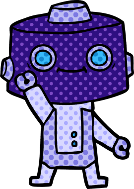 Bir insan tarafından çizilmiş çizgi film robotu