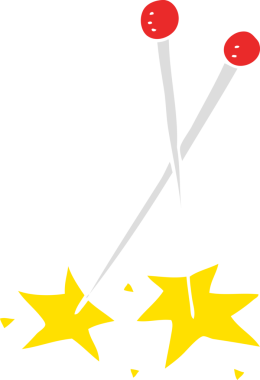 Bir insan tarafından çizilen iğnelerin düz renk çizimi