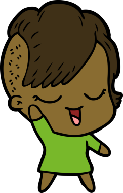 Bir insan tarafından çizilmiş mutlu çizgi film kızı.