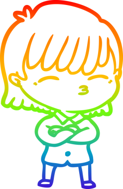 gökkuşağı gradyan çizimi bir insan tarafından çizilmiş bir karikatür kadın