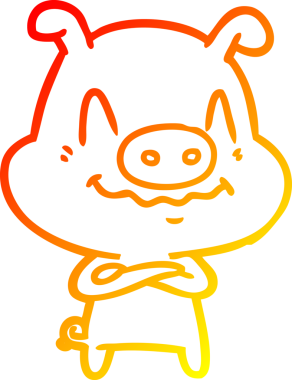 Bir insan tarafından çizilmiş gergin bir domuz çizgi çizimi.