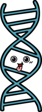 Bir insan tarafından çizilmiş DNA iplikçikli şirin bir çizgi film.