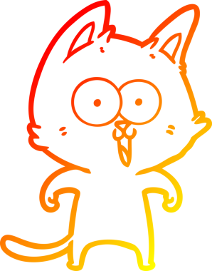 Bir insan tarafından çizilmiş komik bir çizgi film kedisinin sıcak çizgi çizimi