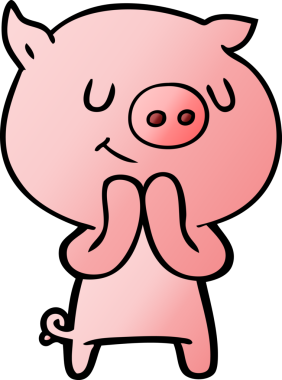 Bir insan tarafından çizilmiş mutlu çizgi film domuzu.