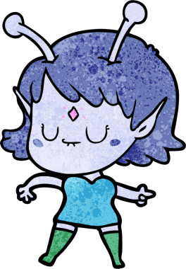 Bir insan tarafından çizilmiş uzaylı kız.