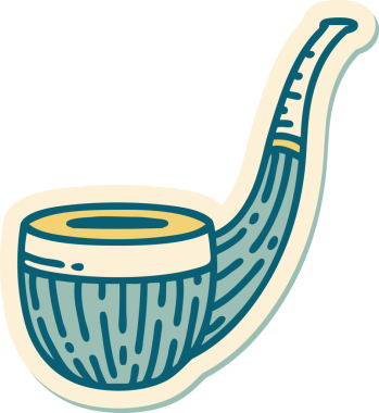 Bir insan tarafından çizilmiş sigara piposunun geleneksel stiliyle dövme çıkartması.