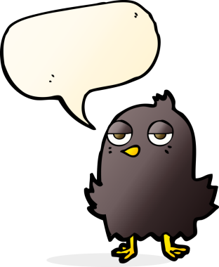 Bir insan tarafından çizilmiş konuşma balonlu sıkılmış bir kuş.