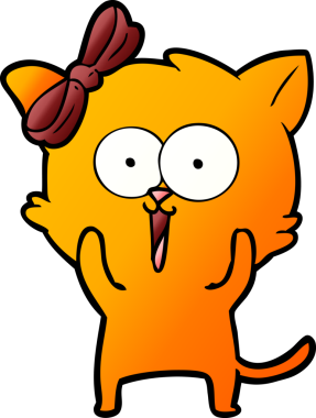 Bir insan tarafından çizilmiş çizgi film kedisi.