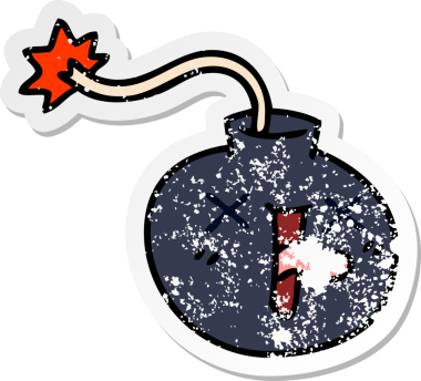 Bir insan tarafından çizilmiş garip bir el bombasının sıkıntılı çıkartması.