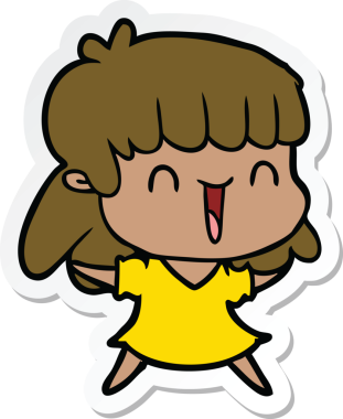 Bir insan tarafından çizilmiş bir karikatür kadının çıkartması.