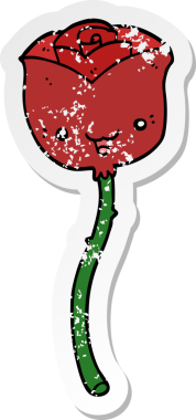 Bir insan tarafından çizilmiş karikatür çiçeğinin sıkıntılı çıkartması