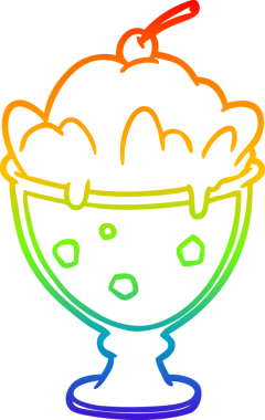 Bir insanın çizdiği lezzetli bir tatlının gökkuşağı gradyanı çizimi