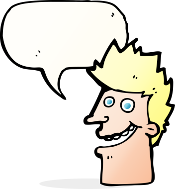 bir insan tarafından çizilmiş bir konuşma baloncuğuyla mutlu adam yüzü