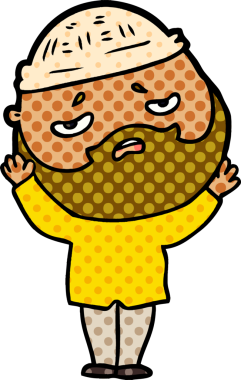 Bir insan tarafından çizilmiş sakallı endişeli bir adam.