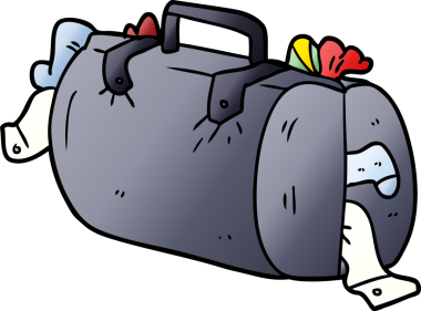 bir insan tarafından çizilmiş bir bavul.