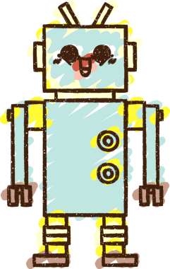 Bir insan tarafından çizilen robot tebeşiri.