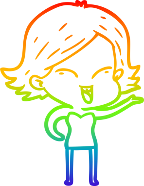 gökkuşağı gradyan çizimi mutlu bir çizgi film kızı bir insan tarafından çizildi