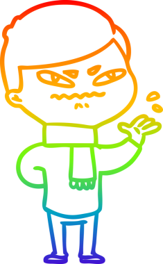 Bir insan tarafından çizilmiş kızgın bir adamın çizdiği gökkuşağı gradyanı çizimi