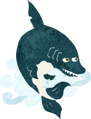 Bir insan tarafından çizilmiş komik bir köpek balığı.