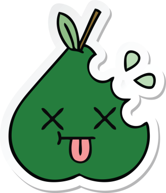 Bir insan tarafından çizilmiş şirin bir armut çıkartması.