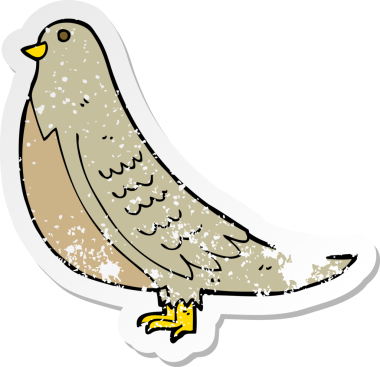 Bir insan tarafından çizilmiş sıradan bir kuşun gerilimli çıkartması.