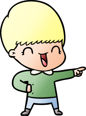 Bir insan tarafından çizilmiş mutlu çizgi film çocuğu.