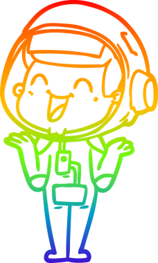 gökkuşağı gradyan çizimi mutlu bir çizgi astronot çizimi bir insan tarafından çizildi