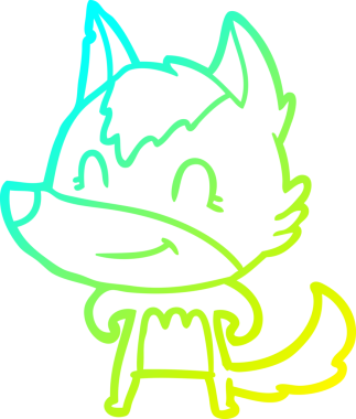 Bir insan tarafından çizilmiş dost canlısı bir kurt çizgi çizimi.