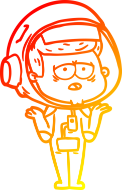 Bir insan tarafından çizilmiş, karikatür, yorgun astronot çizimi.