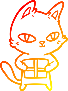 Bir insan tarafından çizilmiş bir karikatür kedisinin sıcak çizgi çizimi