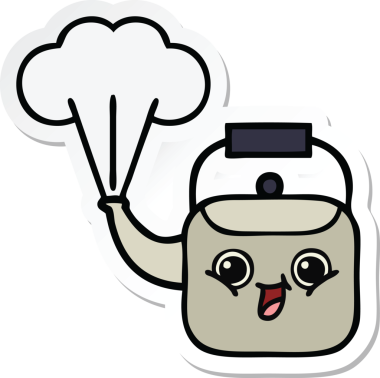 Bir insan tarafından çizilmiş dumanı tüten şirin bir çizgi film çıkartması.