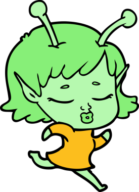 Bir insan tarafından çizilmiş uzaylı kız.