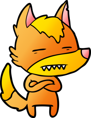 Bir insan tarafından çizilmiş tilki çizgi film karakteri