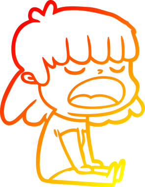 Bir insan tarafından yüksek sesle çizilmiş bir çizgi film kadını çizimi.