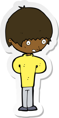 Bir insan tarafından çizilmiş bir çizgi film karakterinin çıkartması.