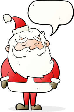 Bir insan tarafından çizilmiş konuşma balonlu Noel Baba çizgi filmi.