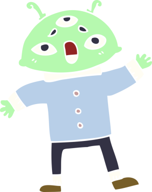 Bir insan tarafından çizilmiş uzaylı uzay adamını karala