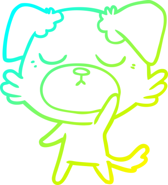 Bir insan tarafından çizilmiş şirin bir çizgi köpeğin soğuk gradyan çizgisi.