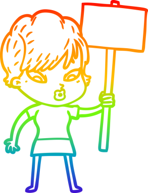 gökkuşağı gradyan çizimi bir insan tarafından çizilmiş bir karikatür kadın