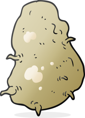 Bir insan tarafından çizilmiş patatesli karikatür.