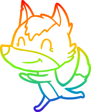 Gökkuşağı gradyan çizgisi, bir insan tarafından çizilmiş dost bir kurt çizgi karakteri.