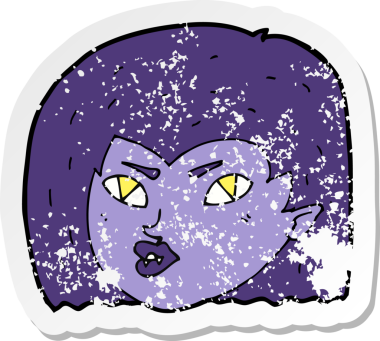 Bir insan tarafından çizilmiş vampir suratlı karikatürün gerilimli yapıştırması.