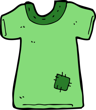 Bir insan tarafından çizilmiş eski bir tişört.