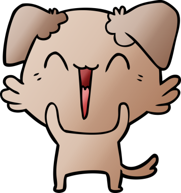 Bir insan tarafından çizilmiş küçük mutlu köpek çizgi filmi.