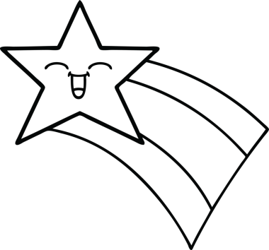 Bir insan tarafından çizilmiş kayan gökkuşağı yıldızının çizgi çizimi