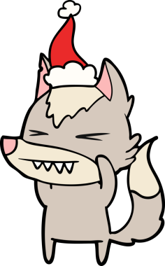 Kızgın kurt eli çizilmiş bir insan tarafından çizilmiş Noel Baba şapkası.