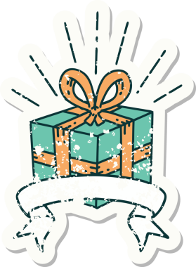 Bir insan tarafından çizilmiş dövme stili eski bir çıkartma.