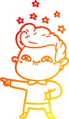 Bir insan tarafından çizilmiş, heyecanlı bir çizgi film çizimi.